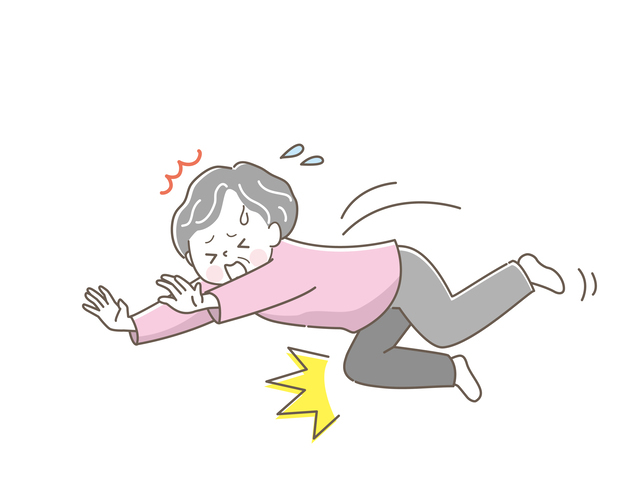 転倒したシニア女性　byとーふねこ　ACイラスト